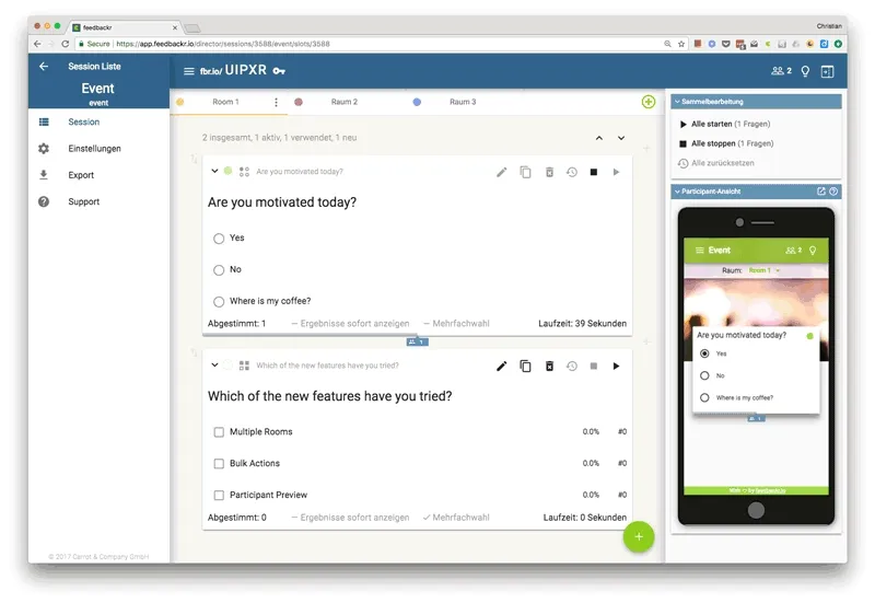Participant Preview, Bulk Actions, Multiple Rooms